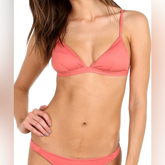 NWT Eberjey SO SOLID TAYLOR Bikini Top in Hibis (Orange/ Coral) Size Large - Picture 1 of 8